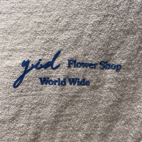 YESTERDAY IS DEAD FLOWER SHOP TEE OATMEAL/NAVY. SIZE S. - Picture 2 of 12